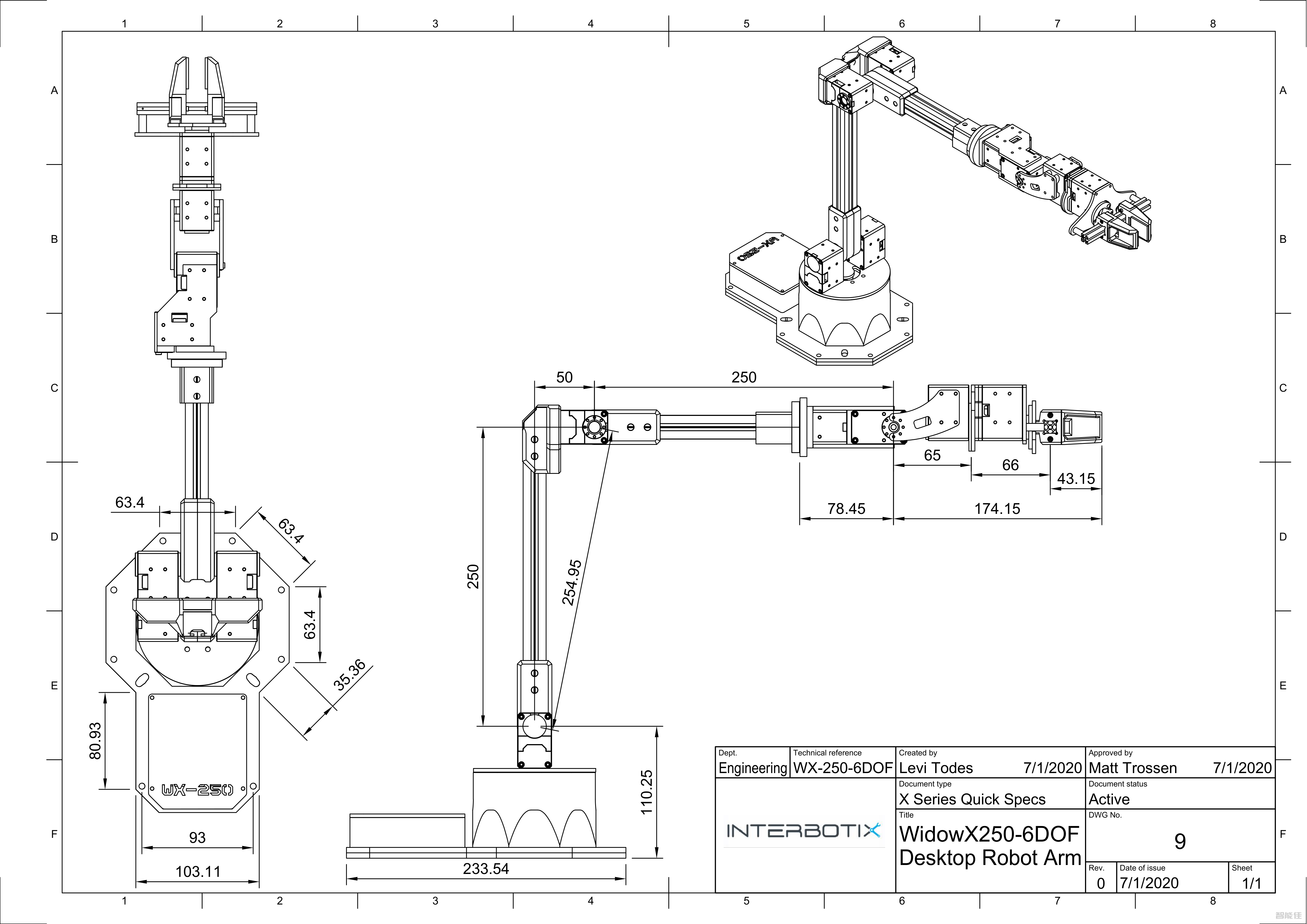 WidowX-250s(6DOF)机械臂教程-产品图纸